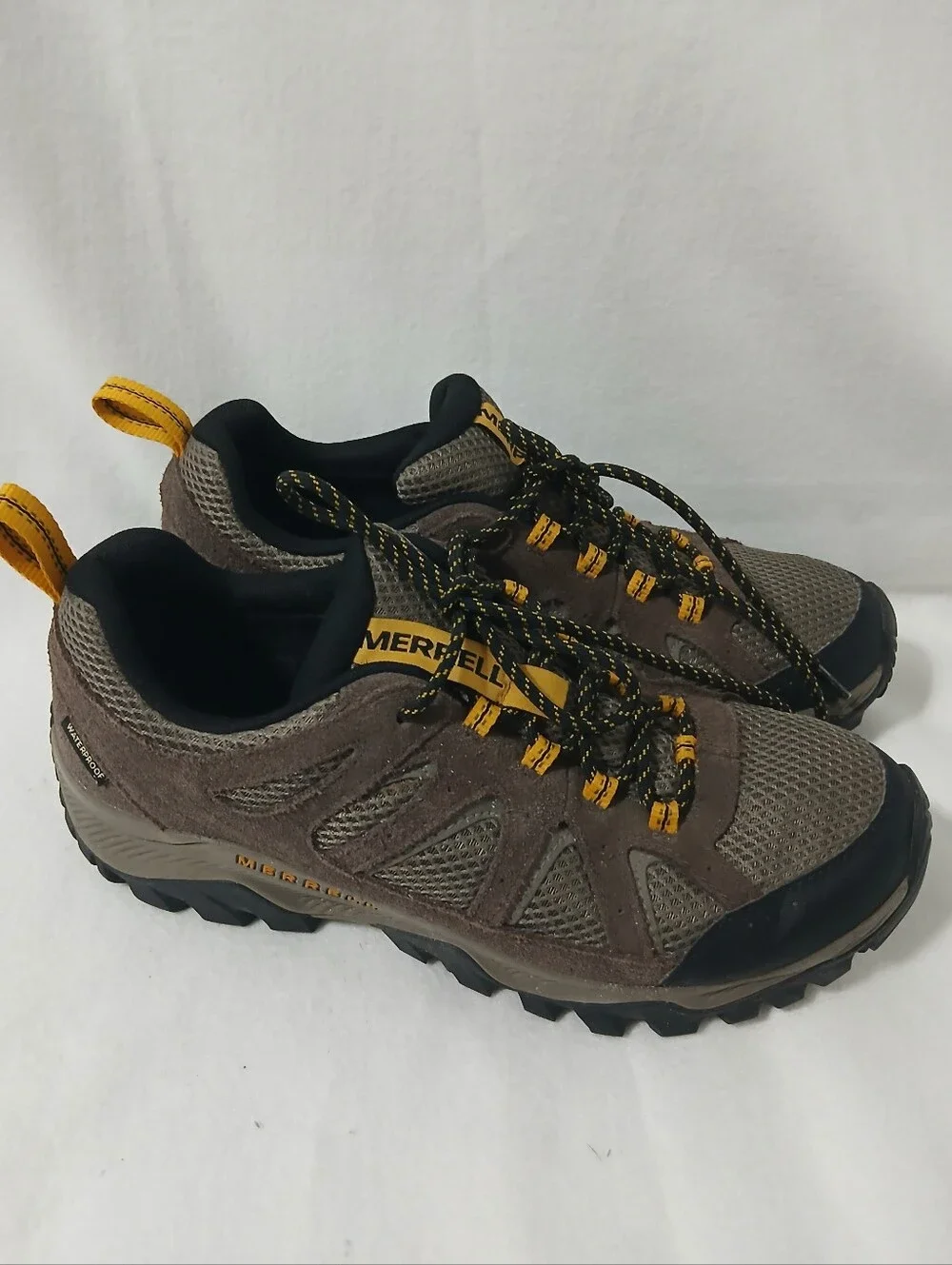 Merrell Brown with Yellow Accent Trail Sneakers